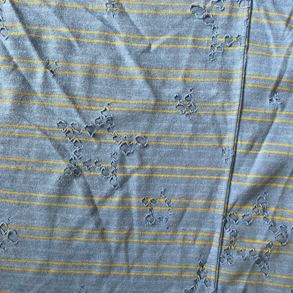 Easel Asymmetrical Distressed Striped Top - Picture 2 of 7